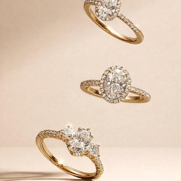 Engagement rings on display
