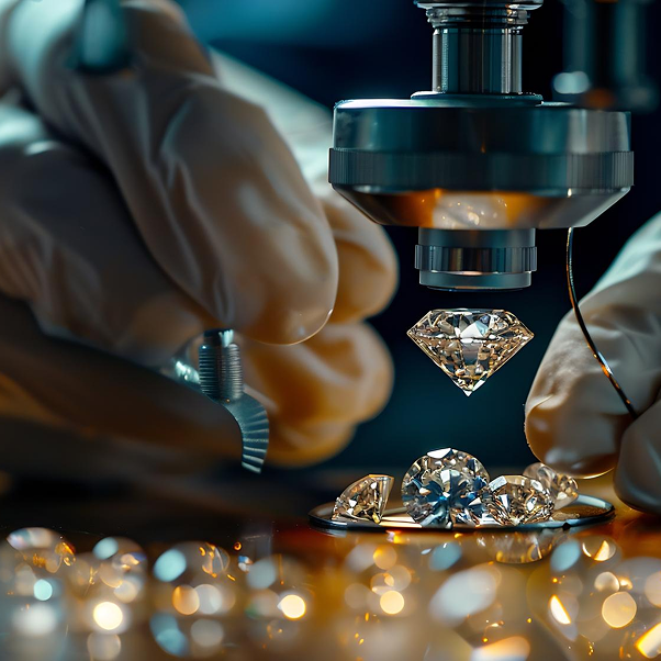 Lab-grown diamonds being examined