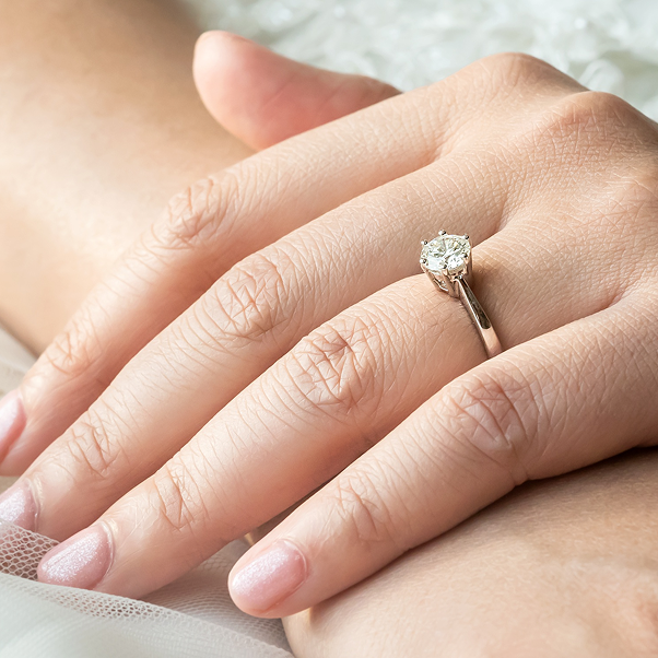 Hand wearing a wedding ring